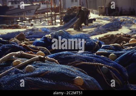 Fishing Nets in Puerto Soller. Majorca Stock Photo