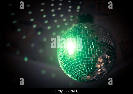 Color image of a shiny disco ball in a night club. Stock Photo