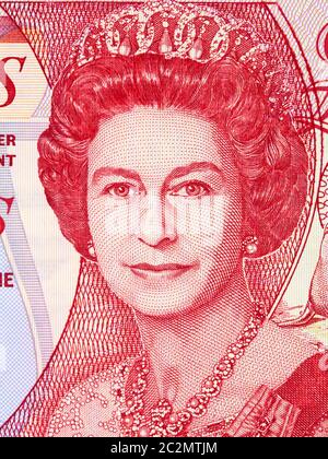 Portrait of Queen Elizabeth II from Falkland Islands Pound Stock Photo