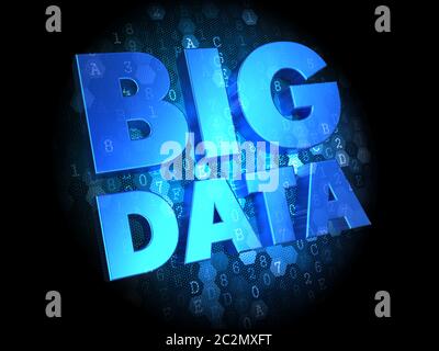 Big Data - Blue Color Text on Dark Digital Background. Stock Photo