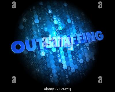 Outstaffing Concept on Dark Blue Digital Background. Stock Photo