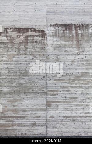Gray concrete texture with formwork marks and wood texture Stock Photo