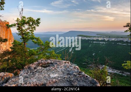 Majestic view from the top of Tope Kermen in sunset rays Stock Photo