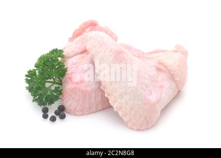 Two Raw Chicken Wings Isolated On White Stock Photo