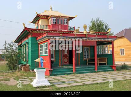 Tibetan style Mahayana Buddhist Temple Datsan in Siberian town of Ivolginsk near Ulan Ude, Russia Stock Photo