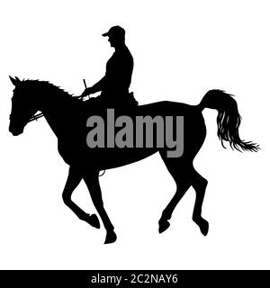 vector silhouette of horse and jockey Stock Photo