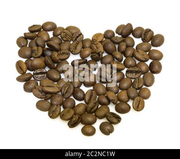 heart from coffee beans isolated on a white background Stock Photo