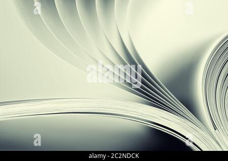 Macro view of book pages. Toned Stock Photo