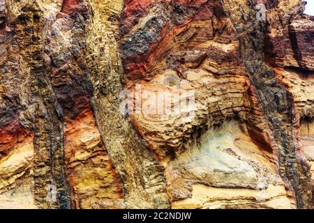 Cut of rocks with many layers background Stock Photo