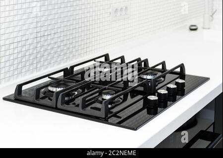 Brand new gas stove and embedded oven Stock Photo