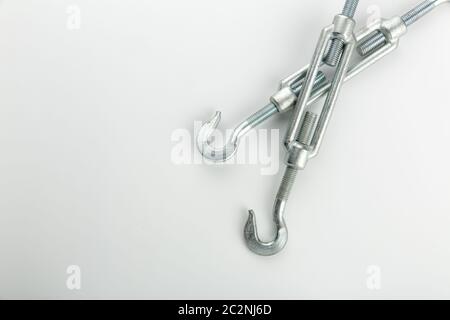 Two industrial hooks on white Stock Photo