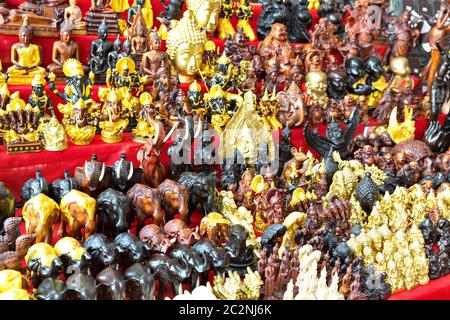 Souvenirs from Thailand on the street counter Stock Photo