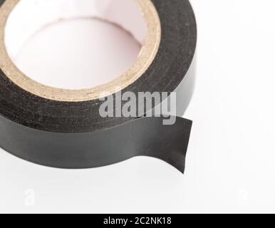Closeup of black industrial tape isolated Stock Photo