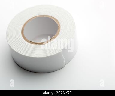 Closeup of white industrial tape isolated on white Stock Photo