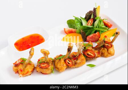 fried chilli chicken wings Stock Photo