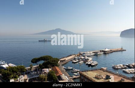 Sorrento, Italy - June 13, 2017: View over Marina and Bay of Naples, Sorrento, Neapolitan Riviera, Italy Stock Photo