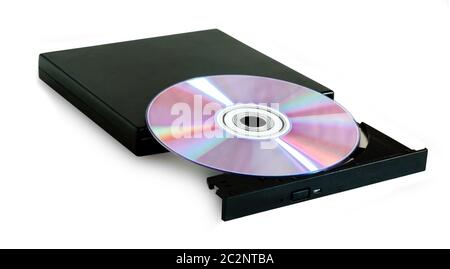 DVD drive with disc Stock Photo