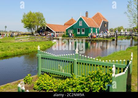 Traditional Dutch village houses in Zaanse Schans, Netherlands Stock Photo