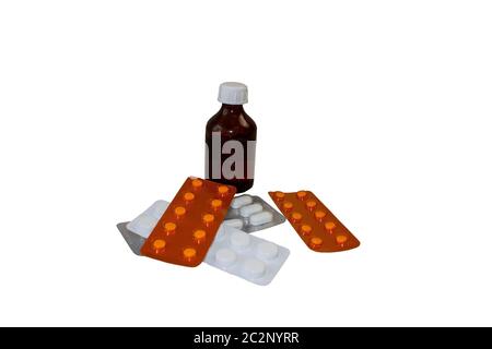 photo cut out tablets, drugs on a white background, Isolated Stock Photo