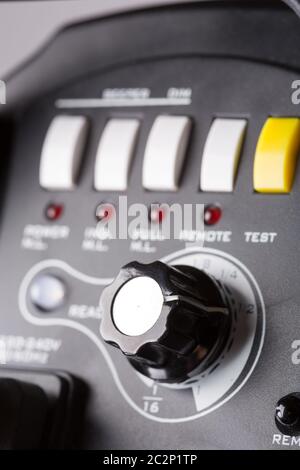 Closeup of switch on photographic studio flash panel Stock Photo