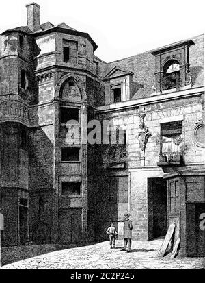 Lycee Charlemagne in Paris, France. Vintage engraving. Stock Photo
