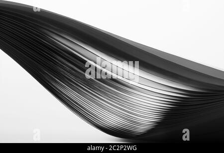 Abstract curves of paper sheets. In B-W Stock Photo