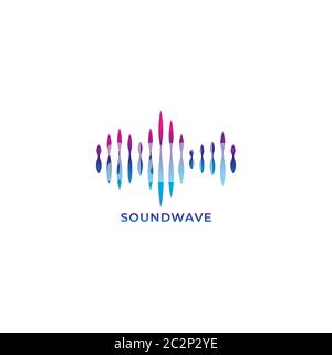 Colorful liquid spectrum audio signal vector illustration. Blue violet magenta gradation color. Logo design template. Isolated on white background Stock Vector