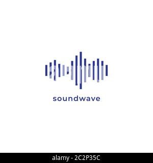 Blue spectrum bar audio signal vector illustration. Logo design template isolated on white background Stock Vector