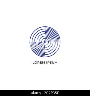 Disk rotation or signal wave spreading vector illustration isolated on white background. blue logo icon design template. Stock Vector