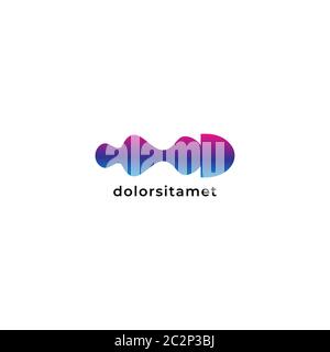 colorful pulse vector illustration isolated on white background. logo design template. Blue violet magenta gradation color. Stock Vector