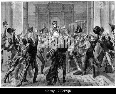 Napoleon returned to the Tuileries, March 20, 1815, vintage engraved illustration. History of France – 1885. Stock Photo