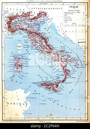 The map of Italy with explanation of signs on map. Stock Photo