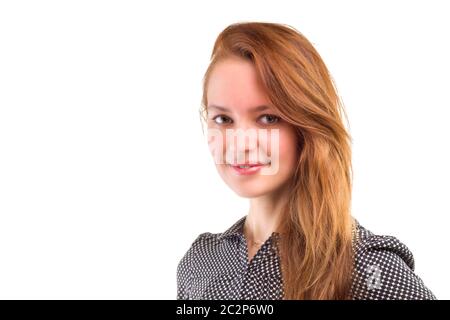 Portrait of a confident young female isolated white background Stock Photo