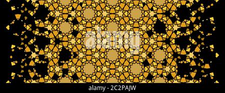 Arabesque rich gold luxury pattern. Arabesque vector seamless pattern. Geometric halftone texture with color tile disintegration Stock Vector