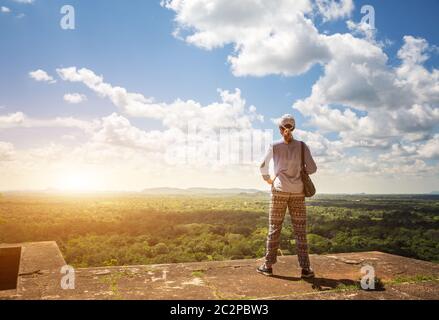 Sigiriya Sri Lanka kingdom, famous scenic tourist place. Stone mountain. Attractions under Unesco protection Stock Photo