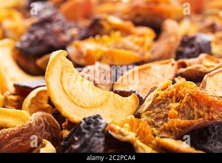 Mix of dried bits of  fruits, close-up Stock Photo
