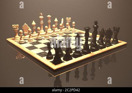 Digital 3D Illustration of a Chess Board Stock Photo