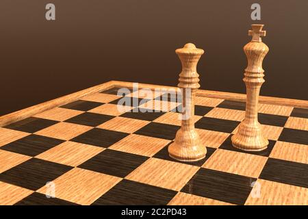 Digital 3D Illustration of a Chess Board Stock Photo