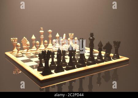 Digital 3D Illustration of a Chess Board Stock Photo