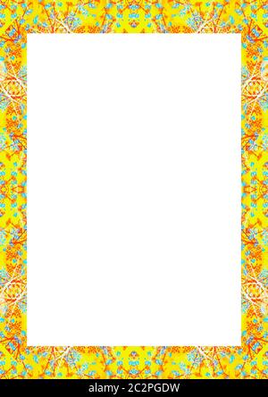 White Frame with Decorated Borders Stock Photo
