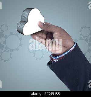 Business man showing concept of cloud computing. Stock Photo