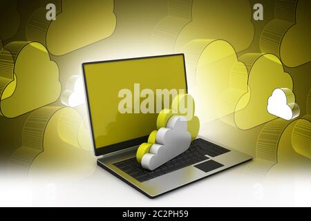 laptop showing concept of cloud computing. Stock Photo