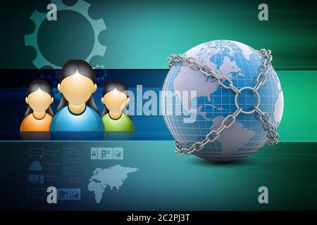 Earth globe close in chain Stock Photo