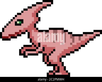 vector pixel art dinosaur isolated cartoon Stock Vector