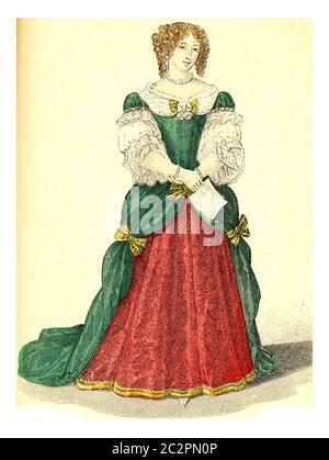 Madame de Grignan, vintage engraved illustration. 12th to 18th century Fashion By Image. Stock Photo