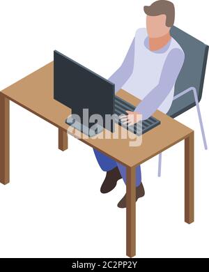 Home exam preparation icon, isometric style Stock Vector