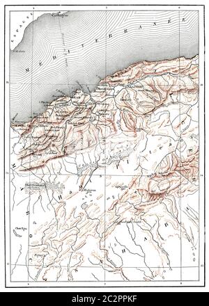 Map of Oran Province, vintage engraved illustration. Dictionary of words and things - Larive and Fleury - 1895. Stock Photo