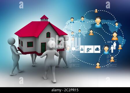 3D people holding a house Stock Photo