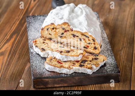 Stollen - traditional German bread eaten during the Christmas season Stock Photo