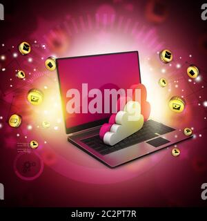 laptop showing concept of cloud computing. Stock Photo